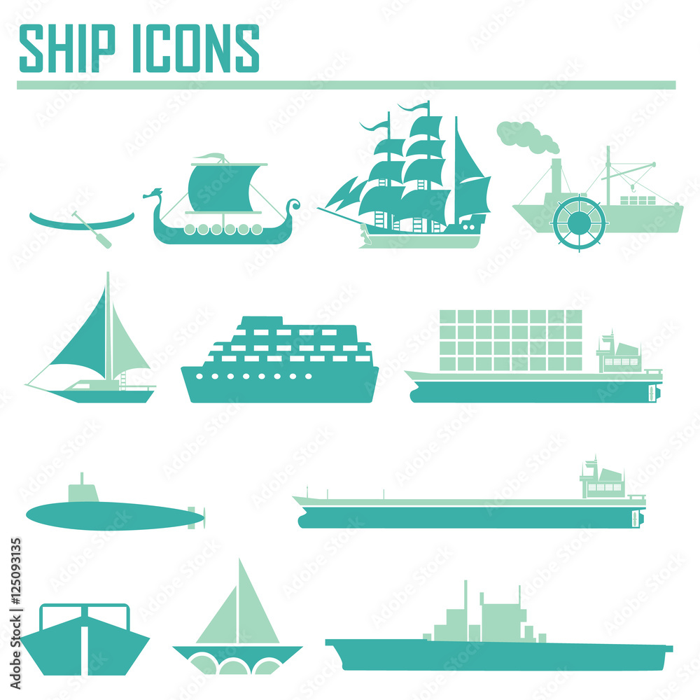 Boats and ships icons set Boats and ships icons set