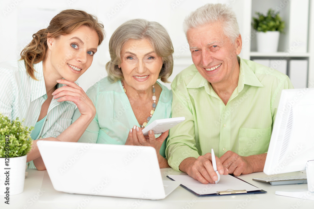 happy businesspeople with laptop happy businesspeople with laptop