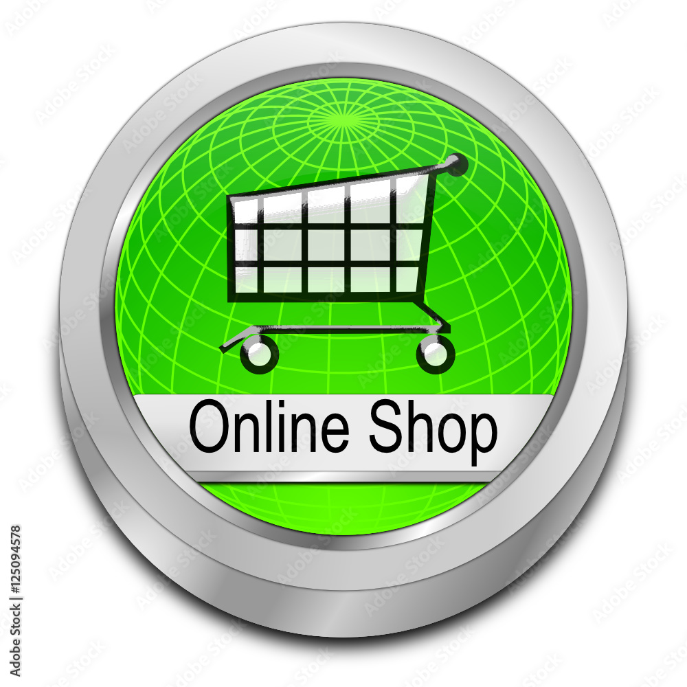 online Shop Button - 3D illustration