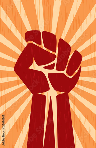 Fist Hand Soviet Revolution Propaganda Communist Retro Vintage Poster