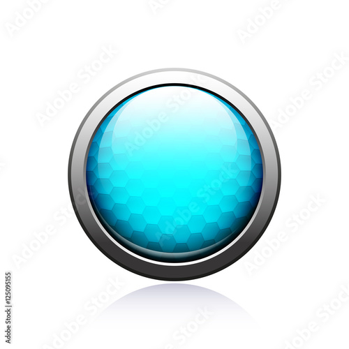 Round blue web button with pattern inside, vector illustration