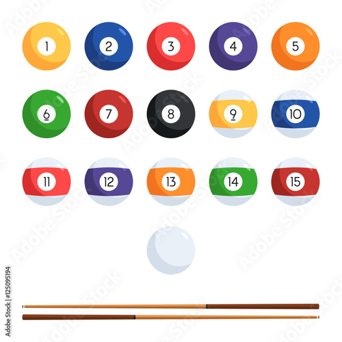 billiard balls and cue