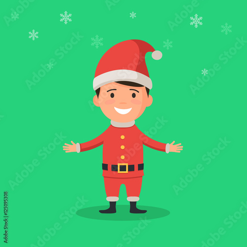 Kid in a costume santa claus