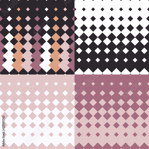 Set of 4 seamless vector backgrounds with abstract geometric pattern. Print. Repeating background. Cloth design, wallpaper.