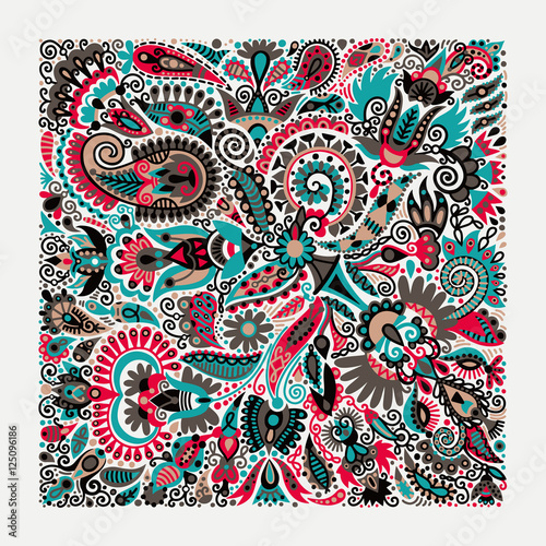 ukrainian traditional ethnic painting, floral pattern in ethno s