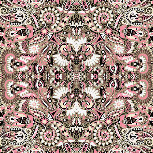 Ethnic seamless background, floral pattern in Ukrainian traditio