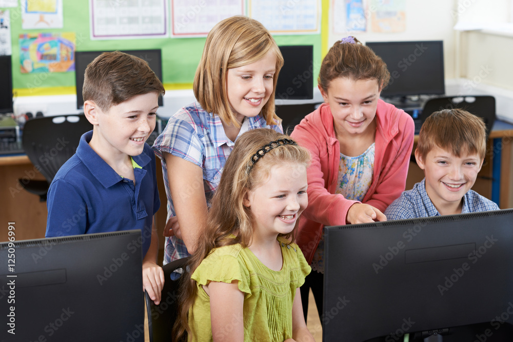 Group Of Elementary School Pupils In Computer Class Group Of Elementary School Pupils In Computer Class