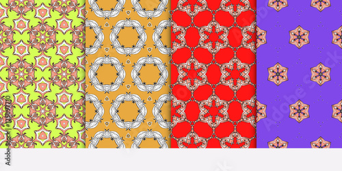 seamless floral geometric patterns set. Texture for holiday cards, Valentines day, wedding invitations
