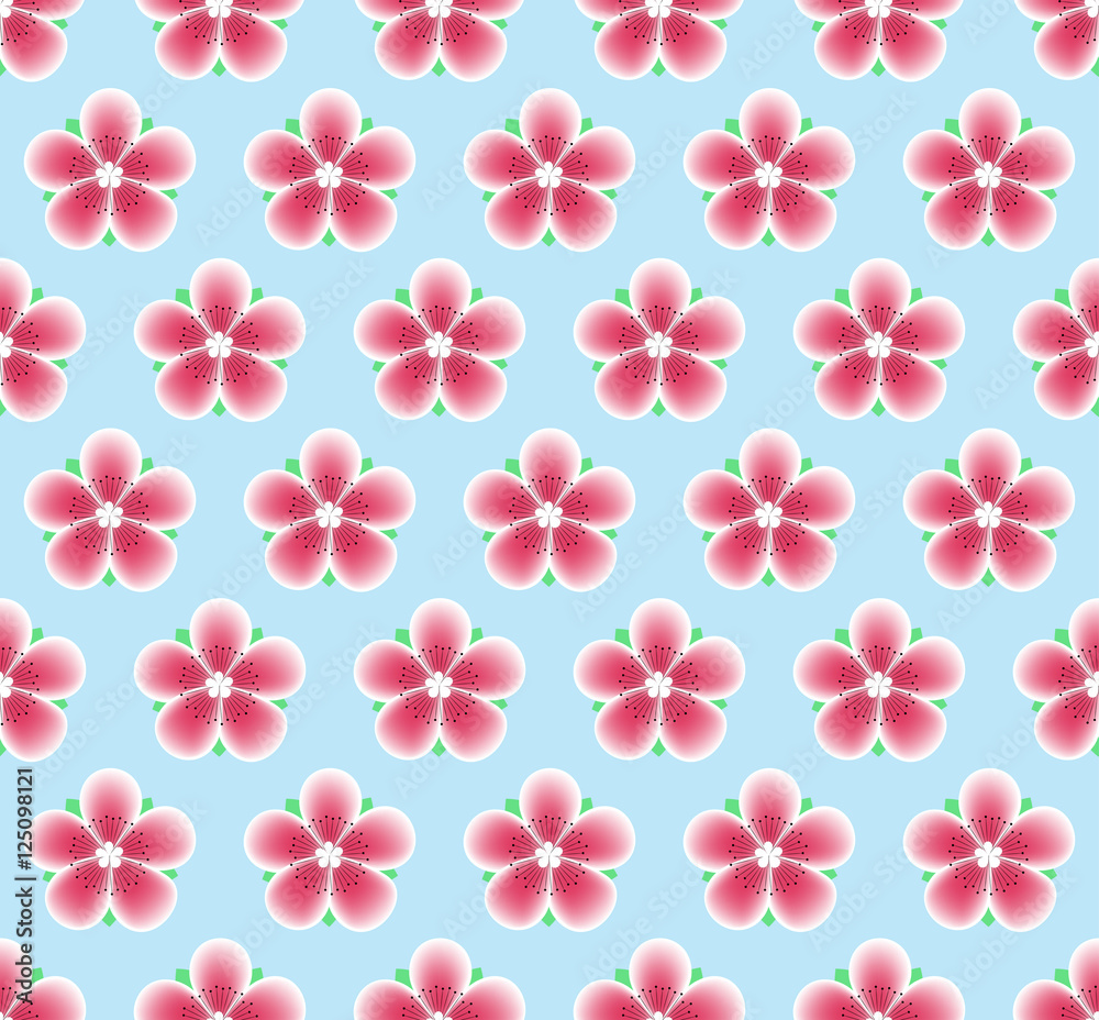Sakura Flowers Seamless Pattern. Floral Texture. Spring Background with Cherry Blossom. Sakura Flowers Seamless Pattern. Floral Texture. Spring Background with Cherry Blossom.