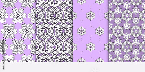 seamless floral geometric patterns set. Texture for holiday cards, Valentines day, wedding invitations