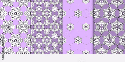 seamless floral geometric patterns set. Texture for holiday cards, Valentines day, wedding invitations