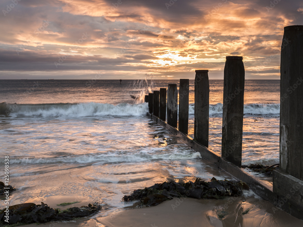 Redcar Cleveland sunrise over the sea and waves Redcar Cleveland sunrise over the sea and waves
