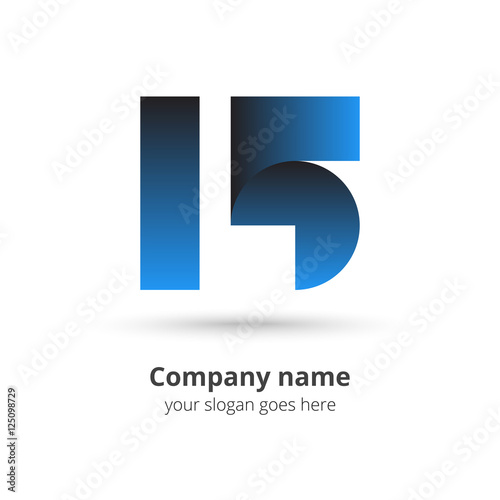 15 logo icon flat and vector design template. Monogram numbers one and five. Logotype five-ten with blue gradient color. Creative vision concept logo, elements, sign, symbol for card, brand, banners.