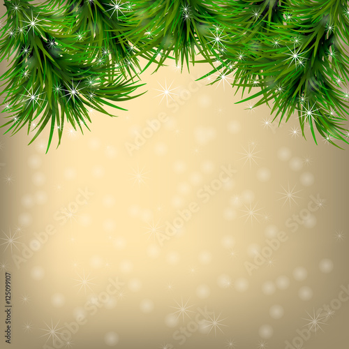 Christmas  Greeting card with Christmas tree and snowflakes