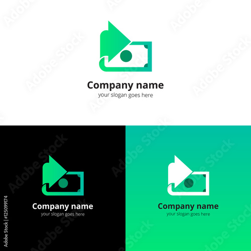 Money, finance, transfer converter logo design. Creative symbol template for banking or investment business with trend light green gradient color. Dollar with arrow icon design.