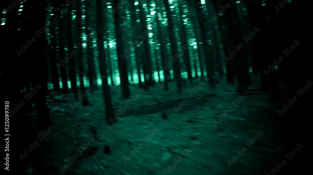 Running through the haunted horror forest.