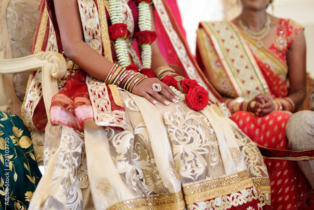 Fototapeta premium Amazing hindu wedding ceremony. Details of traditional indian wedding.