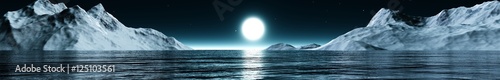 panorama seascape under the moonlight. the North Sea and the ice
