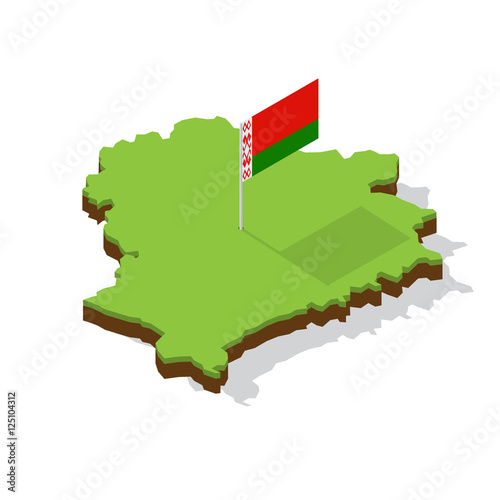 belarus map with flag isometric