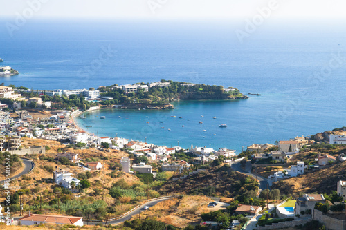 Panoramic skyline view of Agia Pelagia village Heraklion Crete G