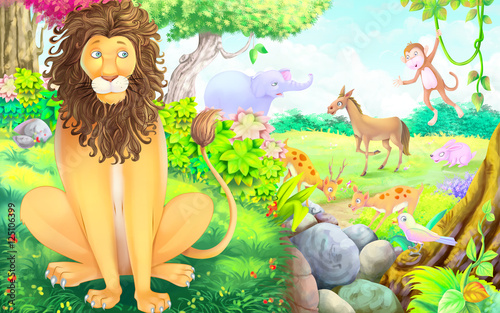 Lion and clever horse story...