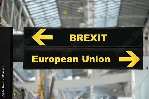 Brexit or british exit on airport sign board photo