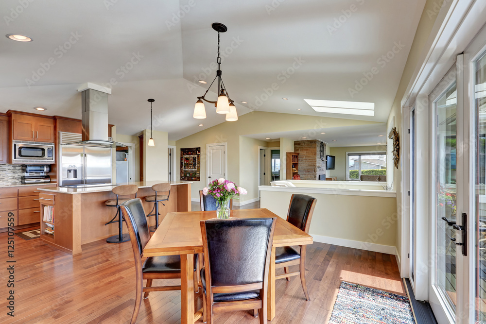 Luxury house interior with open floor plan