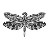 Dragonfly stencil pattern vector illustration. Black cutout insect.