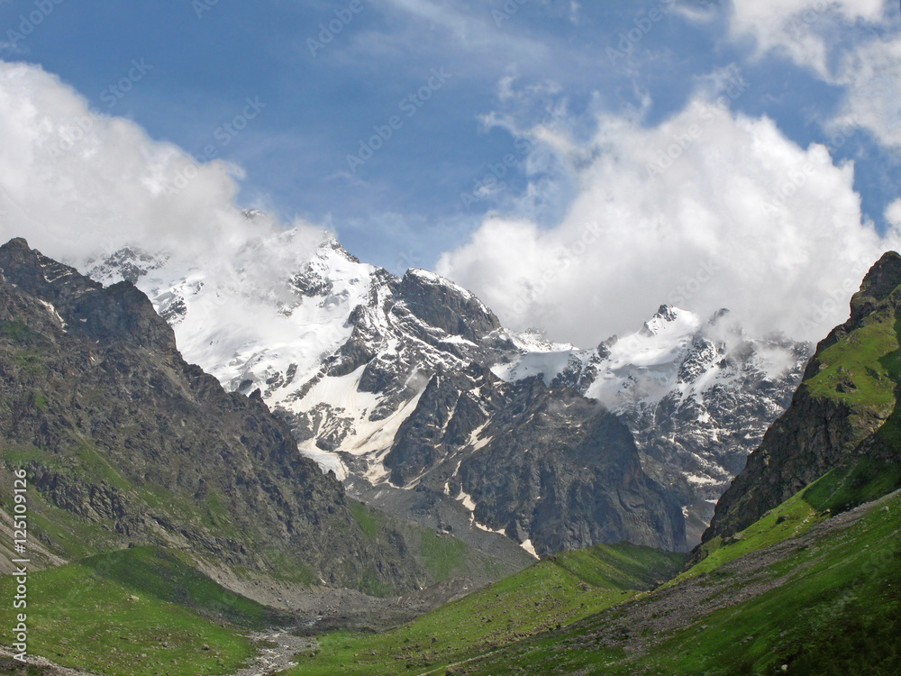 view of Bezenghi mountains at Caucasus