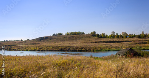 River Msta bright sunny day in autumn
