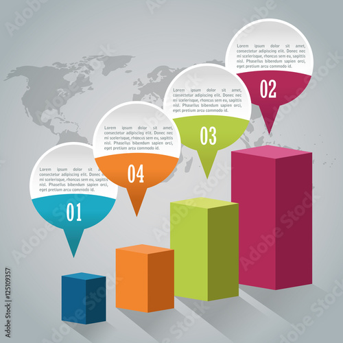 Steps and blocks icon. Infographic data information and options theme. Colorful design. Vector illustration