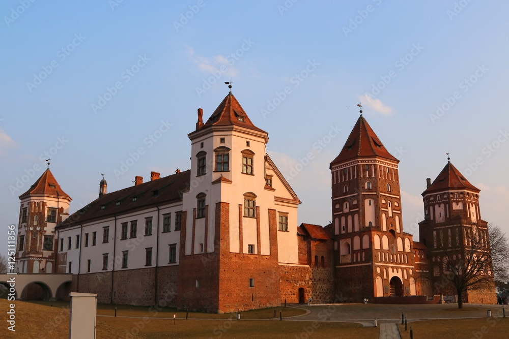 The old red castle of Mir, Belarus Minsk