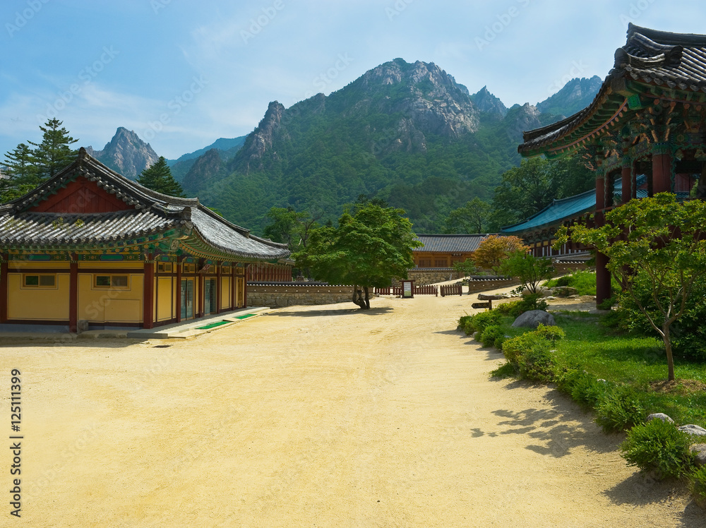 The yard of Buddhist Sinheungsa Temple in Seoraksan National Par