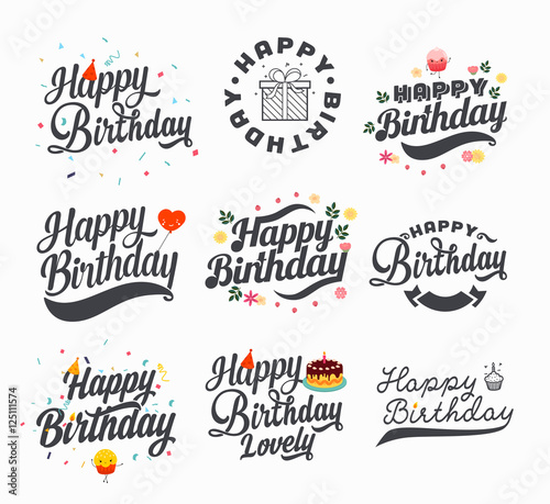 Vintage Happy Birthday Calligraphic And Typographic Background