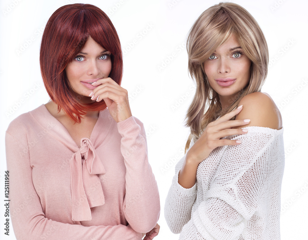 Portrait of two attractive women. Portrait of two attractive women.