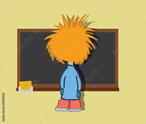 Uczeń w klasie przed tablicą