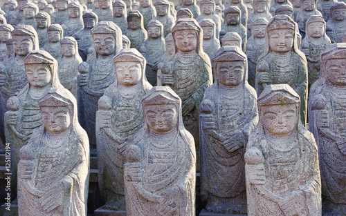 1000 arahan statues at  Gwaneumsa buddhist Temple at Jeju Island photo