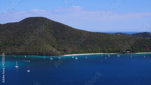 Aerial panning video of Caneel Bay and the North Shore of St John, Virgin Islands photo
