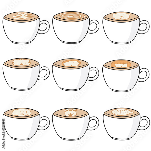vector set of latte art