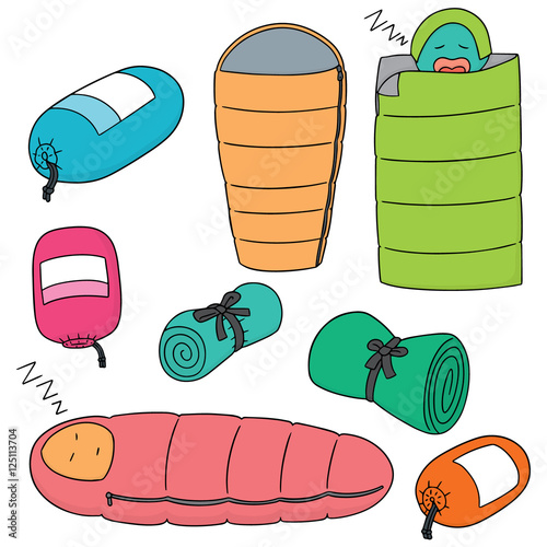 vector set of sleeping bag