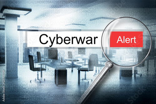 reading the word cyberwar browser search security alert 3D Illus photo