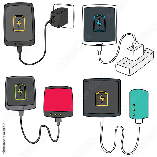 vector set of smartphone charging