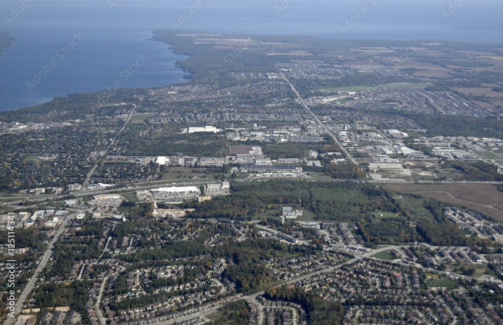aerial view of  Holly area  towards the South shore in Barrie, Ontario Canada 