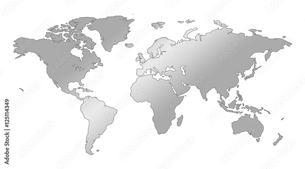 Naklejka Gray similar world map blank for infographic isolated on white background
