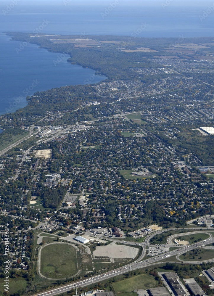 aerial view of  Holly area  towards the South shore in Barrie, Ontario Canada 