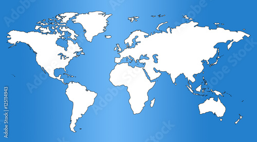Blue similar world map blank for infographic