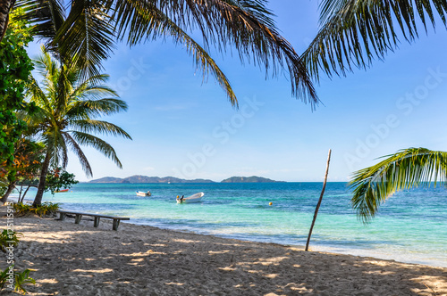Fotografie On the beach in Mana Island, Fiji
