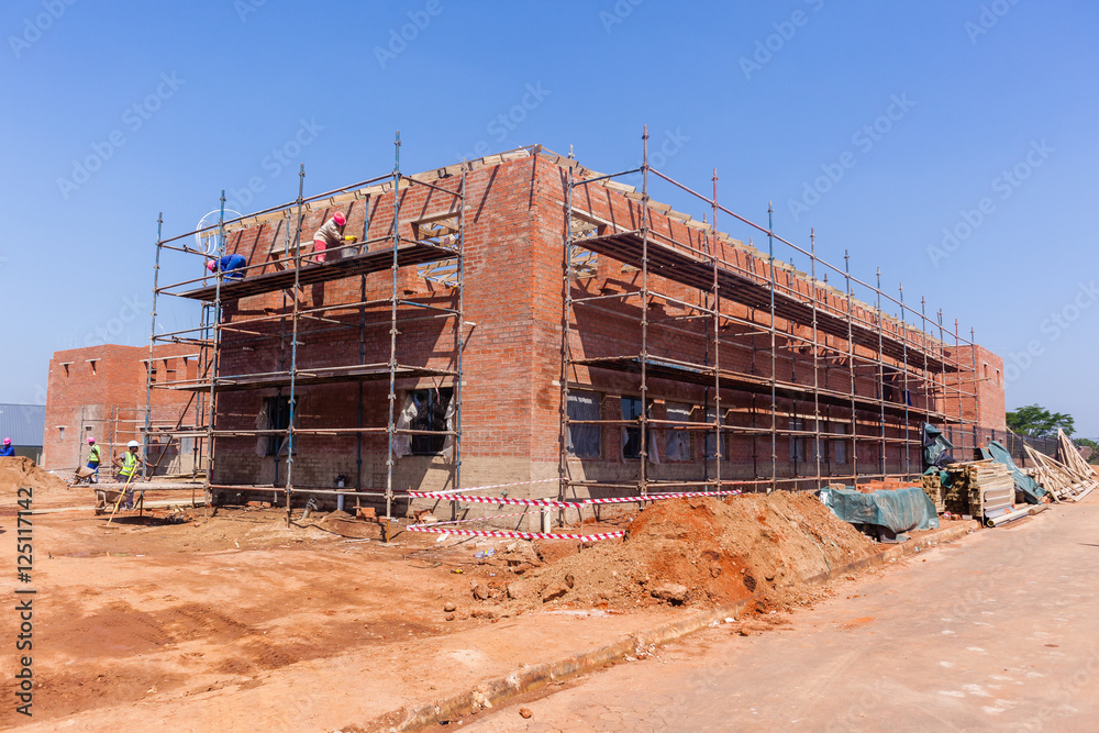 Construction Building Halfway structure in blue sky. Construction Building Halfway structure in blue sky.