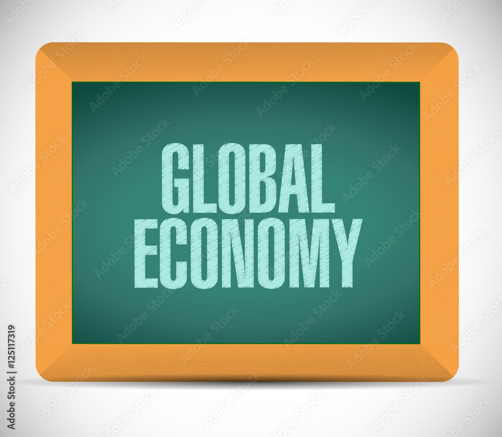 global economy chalk board sign concept global economy chalk board sign concept
