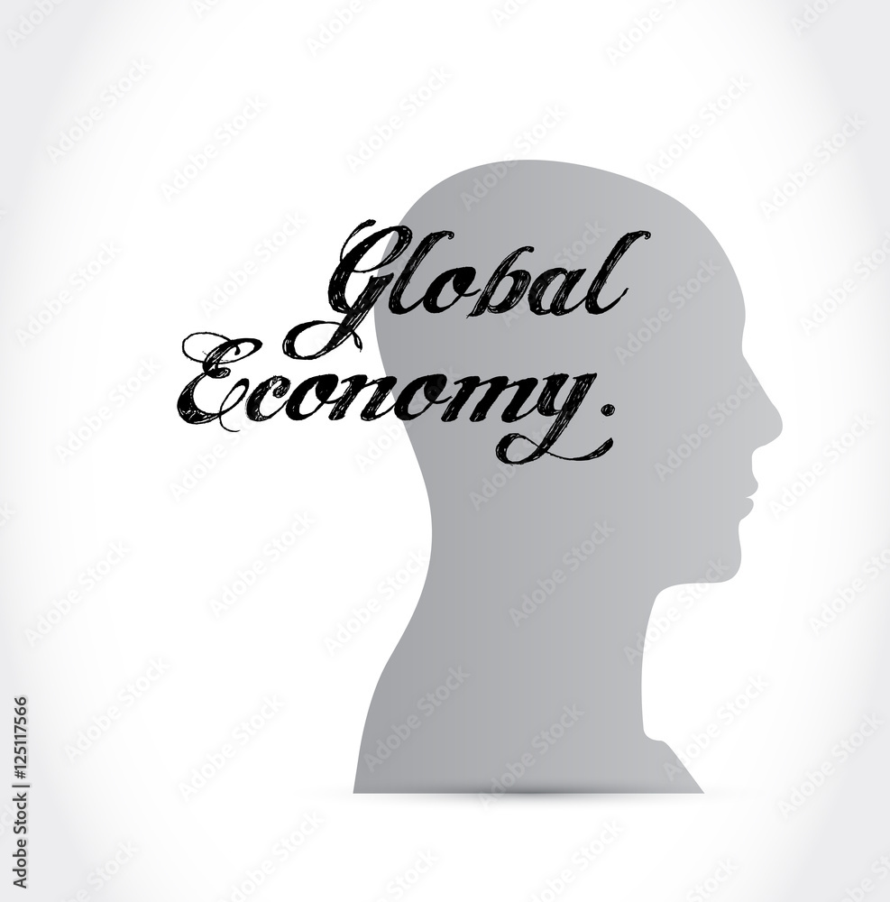 global economy thinking brain sign concept